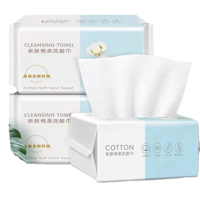 1 Pack 30 Count Thickened Disposable Face Towel 100% Cotton Soft Fabric Travel Cleansing Dry Wet Makeup Remover Pearl Cotton Reu