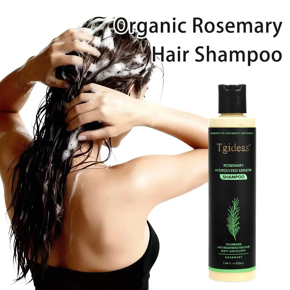 220ml Tgideas Organic Rosemary Hair Growth Shampoo Hydrolyzed Keratin Nourish Scalp Reduce Loss Unisex Shampoo Dry Fragile Hair