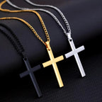 Hip-Hop Men's Trendy Stainless Steel Chain Cross Pendant Necklace - Punk Rock Style Fashion Accessory