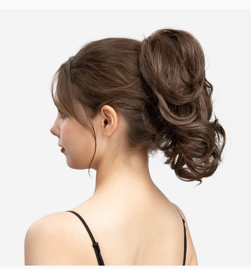 Synthetic Diy Claw Clip In Ponytail Hair Extensions Hairpiece Hair Bun Fake Black Blonde Natural Hair False Pigtail for Women
