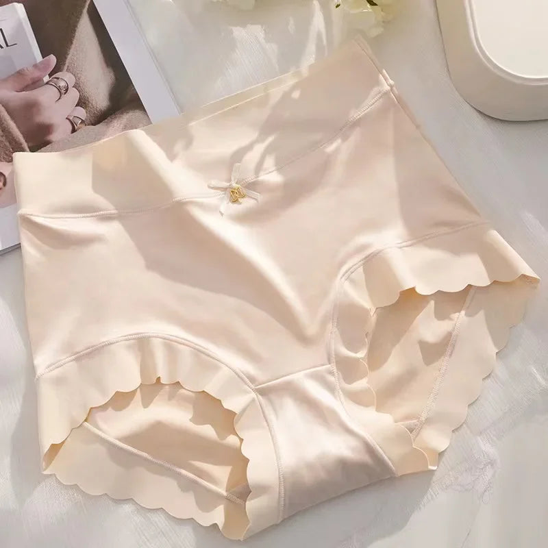 2 Pack High Waist Women Briefs Vintage Satin Silky Crotch Antibacterial Shaping Panties Tummy Control Butt Lifting Daily Panty