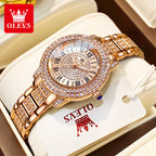 OLEVS 9943 Women Watch High end Luxury Rose Gold Diamond Waterproof Quartz Watch Brand Original Women Dress Watch Reloj Mujer