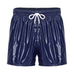 Men's Swimsuit Shiny Boxer Shorts Drawstring Waist Athletic Bottoms Elastic Waistband Built-in Briefs Swimming Trunks Swimwear