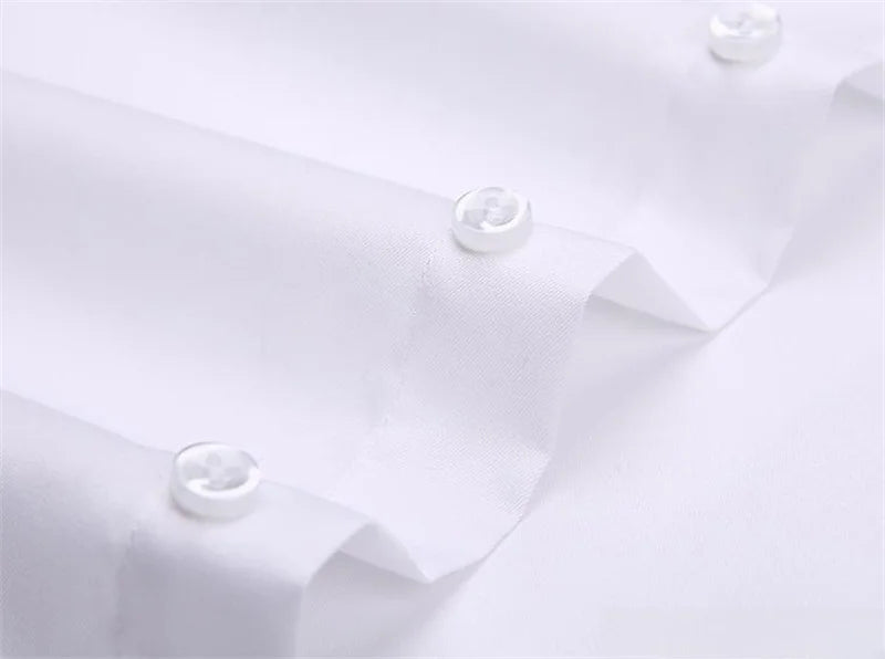 New Men Formal Shirt Long Sleeve Office Solid Color Anti-Wrinkle Fashion Business Pocket White Social Pocket Shirts 5XL 6XL 7XL