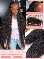 300% High Density Burmese Curly Lace Front Human Hair Wigs HD Transparent 13x6 13x4 Deep Wave Lace Frontal Wig Real Virgin Hair 40 46 Inch Water Wave Human Hair Wigs For Women Preplucked Hairline