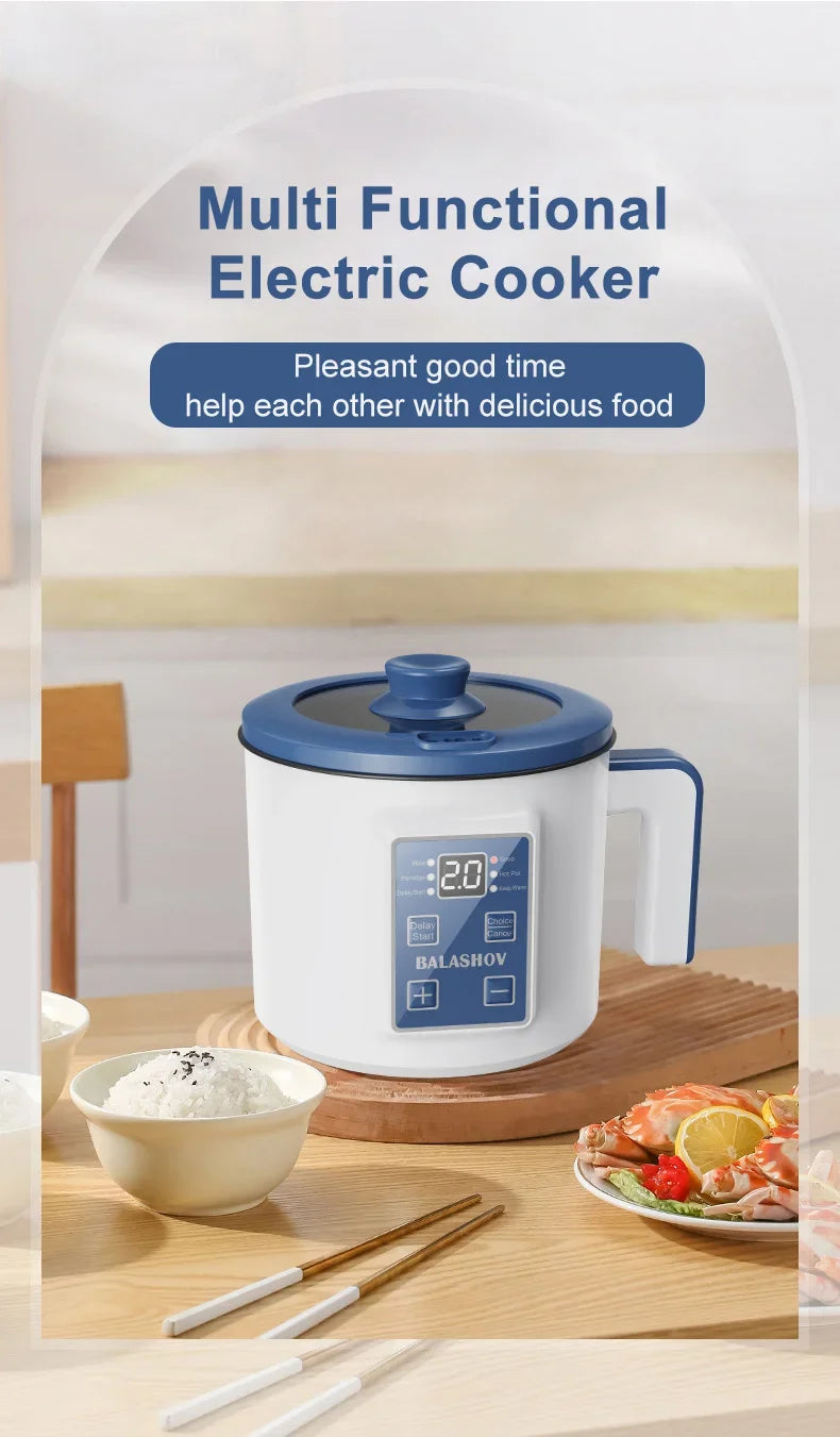 Mini Electric Rice Cooker Double Layer Multi Cooker Non-Stick Smart Single MultiCooker Steamed Rice Pot for Home Electric Cooker