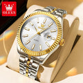 OLEVS Brand Luxury Gold Quartz Watch for Men Stainless Steel Waterproof Luminous Calendar Fashion Mens Watches Relogio Masculino