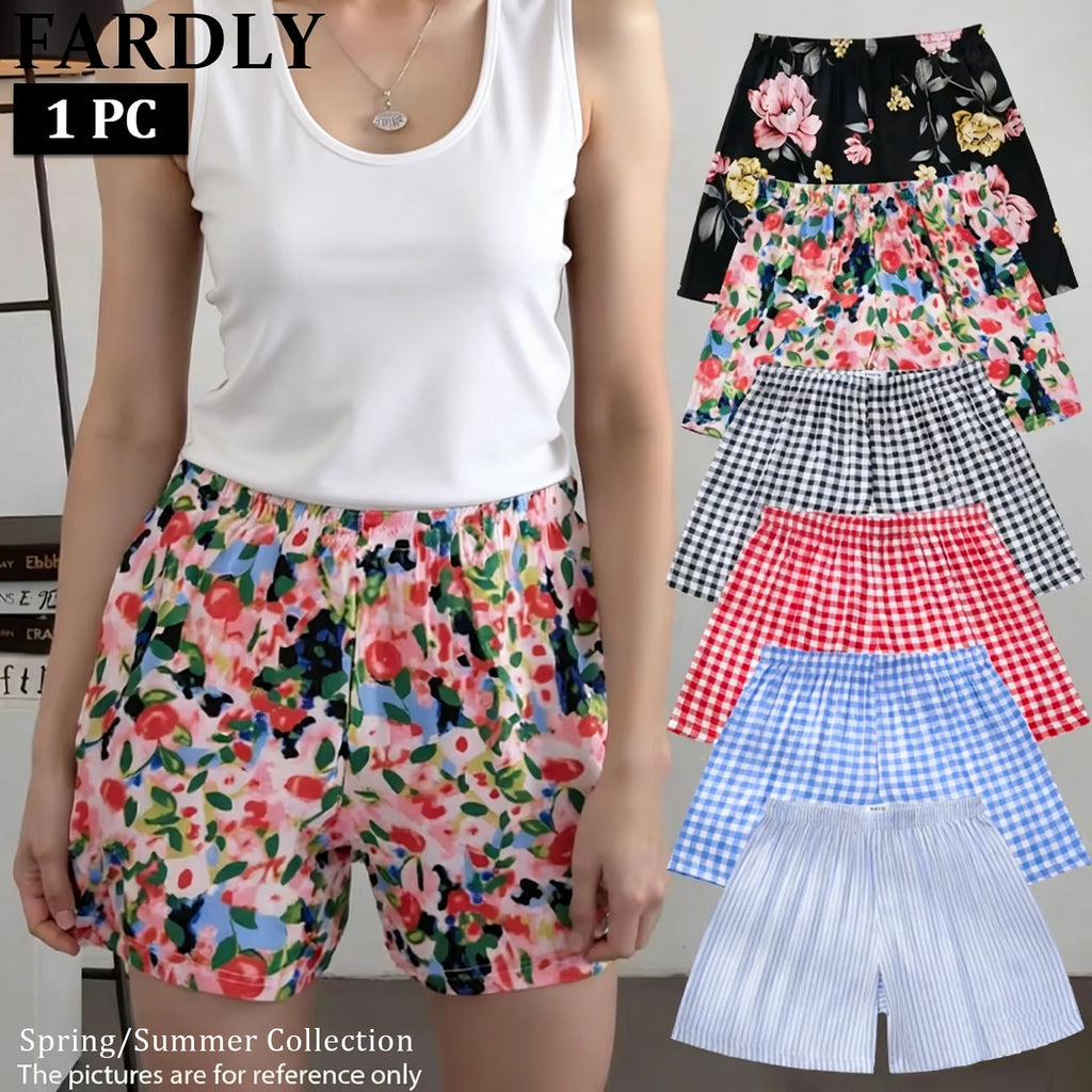 1PC Classic Grid Ladies' Arrow Pants Comfortable Breathable Home Sleep Shorts 100% Viscose Skin-friendly Soft Panties S-XL