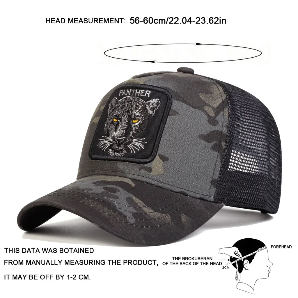 Unisex PANTHER Embroidery Baseball Net Caps Spring and Summer Outdoor Adjustable Casual Hats Sunscreen Hat Sports Cap