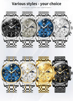 OLEVS 3639 Top Brand Original Luxury New Quartz Watch Stainless Steel Watch For Men Waterproof Luminous Moon Phase Mens Watch