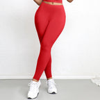 Women Leggings with Double Pockets Solid Color High Waist Butt Lifting Workout Tights Slim Elastic Pants Casual Wear