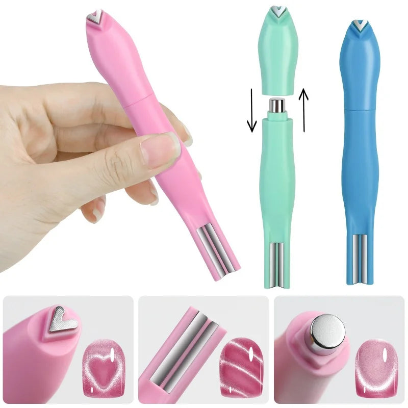 3 in 1 Cat Eye Nail Magnetic Stick Love Heart Snake Pattern French Cat Eye Nail Magnet UV Gel Polish Effect Manicure Design Tool