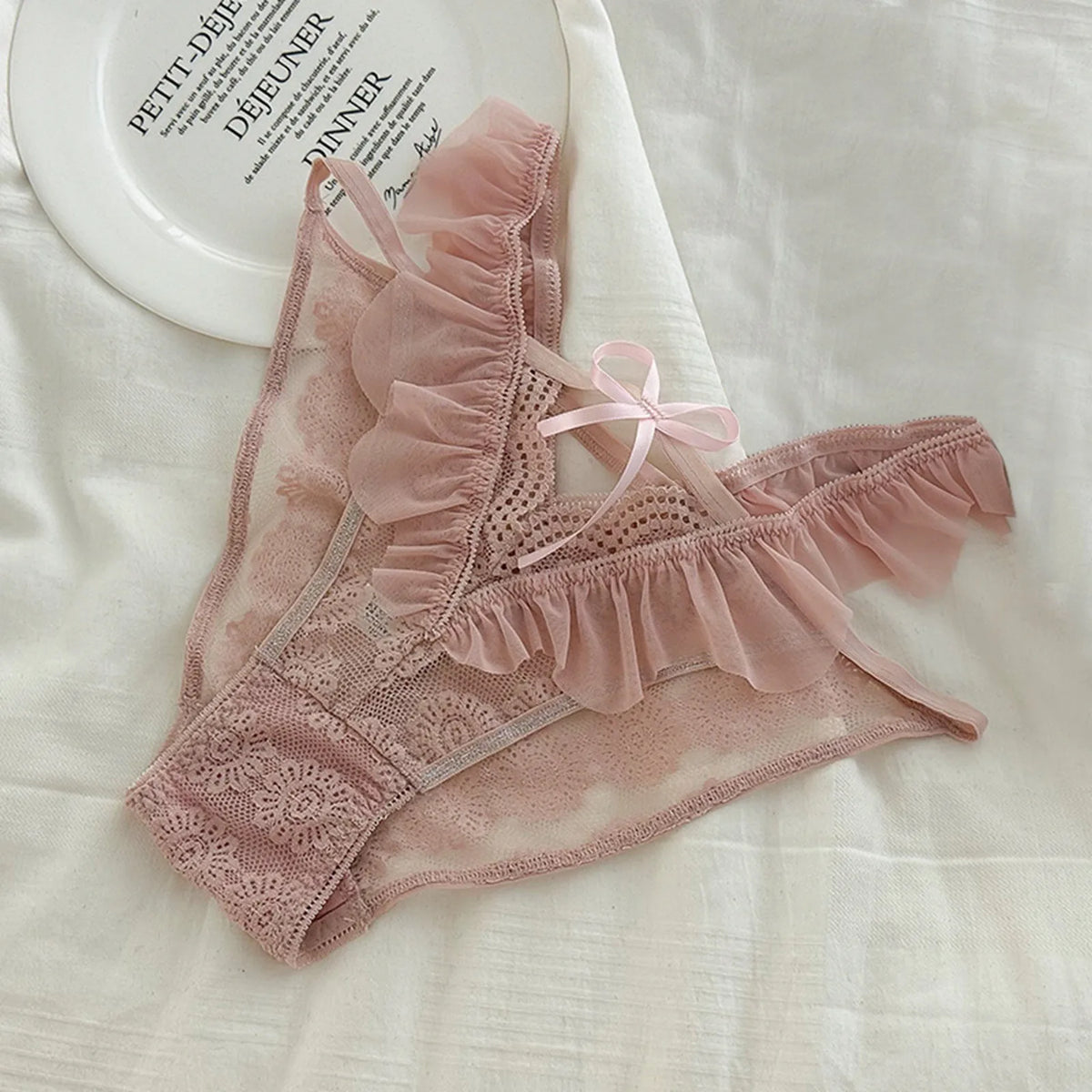 Sexy Lace Underwear Women'S Pure Desire Ruffle Edge Thin Traceless Womens Panties Triangle Pants Thin Lightweight Panties