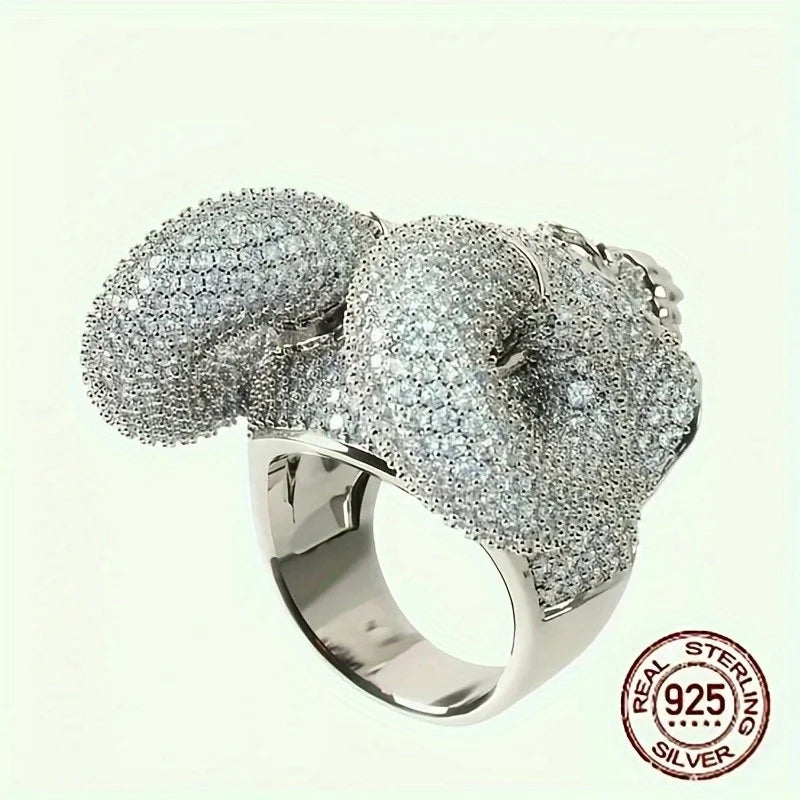 Vintage Gothic Skull Horn Ring Bezel Cluster 925 Sterling Silver Punk Rings for Men Luxury Jewelry Halloween Gift