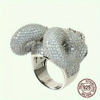 Vintage Gothic Skull Horn Ring Bezel Cluster 925 Sterling Silver Punk Rings for Men Luxury Jewelry Halloween Gift
