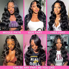 Raw Peruvian Body Wave 180% Density 30 32 inch 13x6 HD Lace Front Human Hair Wigs 13x4 Frontal Wigs Women Glueless Closure Wigs