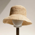 2026 new Raffia Straw Bucket Hat Women Summer Bikini Beach Hat Female Korean Travel Sun Protection Breathable Fisherman Hat
