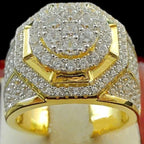 Milangirl Punk Full Zircon Puffed Marine Micro Paved Stone Rings For Men Hip Hop Iced Out Geometry Ring Cool Male Jewelry