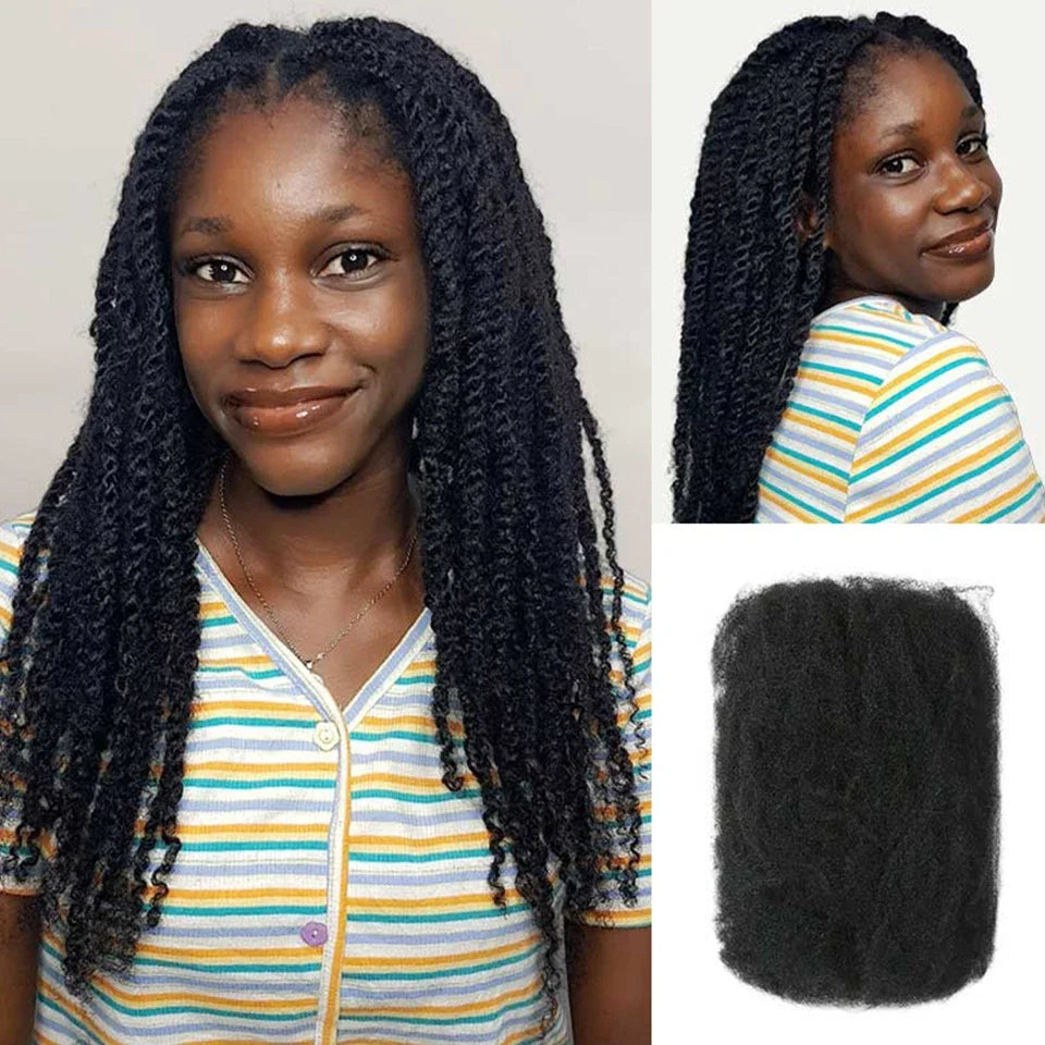 Brazilian QVR Afro Kinky Bulk Human Hair For Braiding Dreadlock Hair 50g/pc Virgin Natural Brown Remy Human Hair Debut Extension