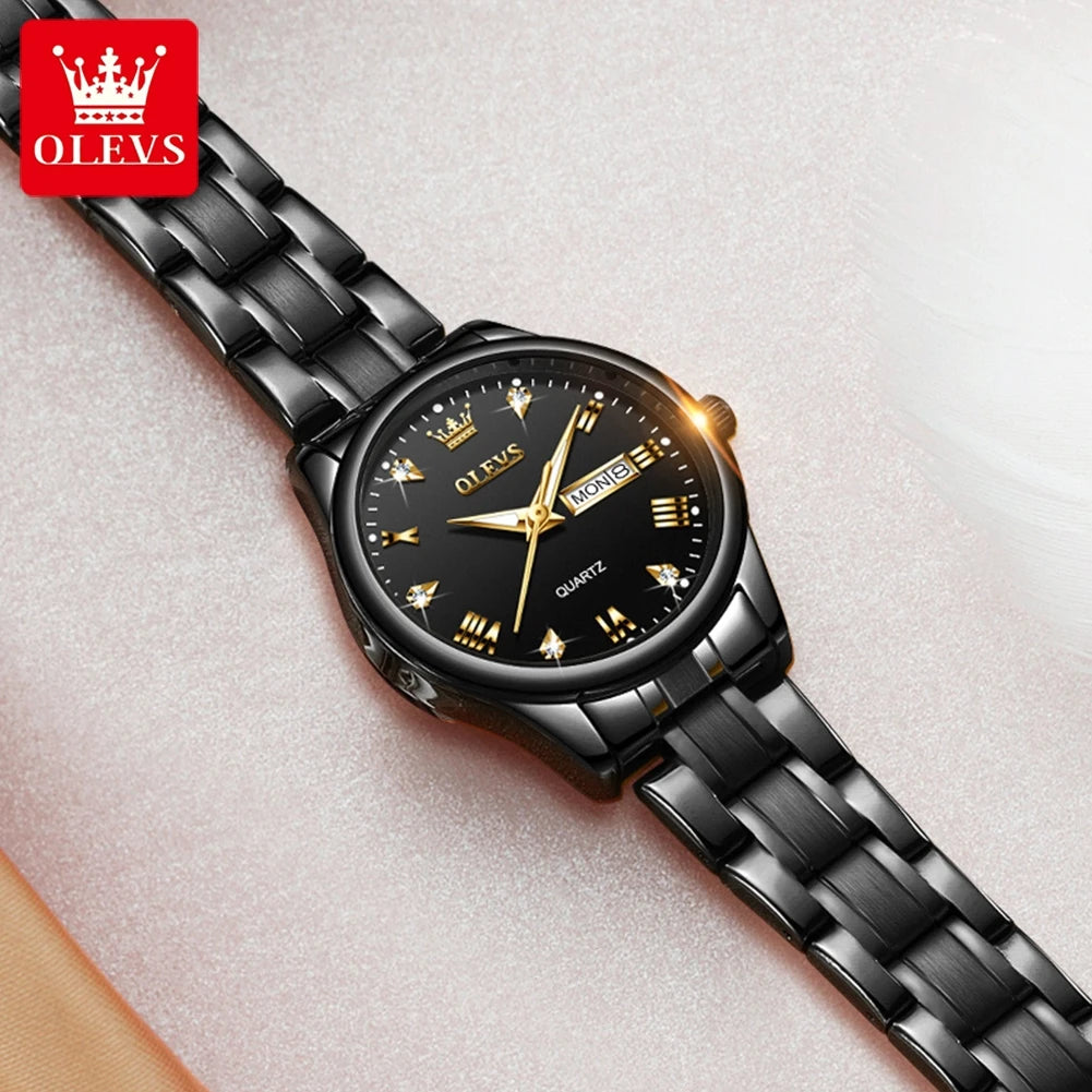 OLEVS 5563 Top Woman Watch Classic Business Diamond Scale Calendar Waterproof Ladies Wristwatch Original Quartz Watch for Women