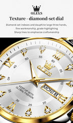 OLEVS 2906 Luxury Original Wristwatch For Man Luminous Week Date Waterproof Classic Business Dress Men's Quartz Watch