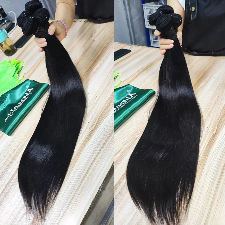 Straight Bundles With 4x4 Closure Brazilian Bundles With Closure Human Hair 5x5 2x6 HD Lace Closure Raw Human Hair Bundles Soft