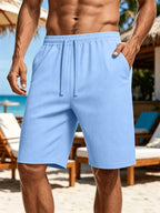 New Men's Shorts Pants Male Summer Breathable Solid Color Trousers Fitness Streetwear Lace up Bottoms