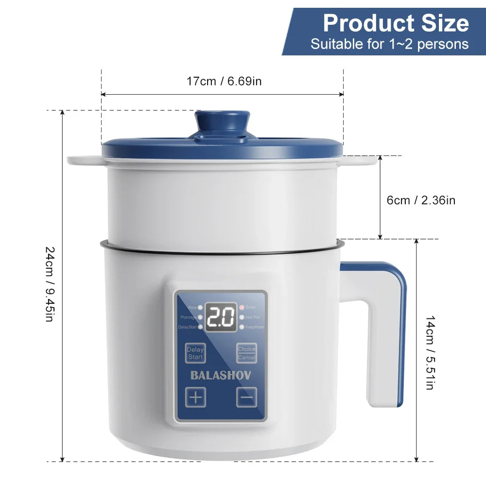 Mini Electric Rice Cooker Double Layer Multi Cooker Non-Stick Smart Single MultiCooker Steamed Rice Pot for Home Electric Cooker