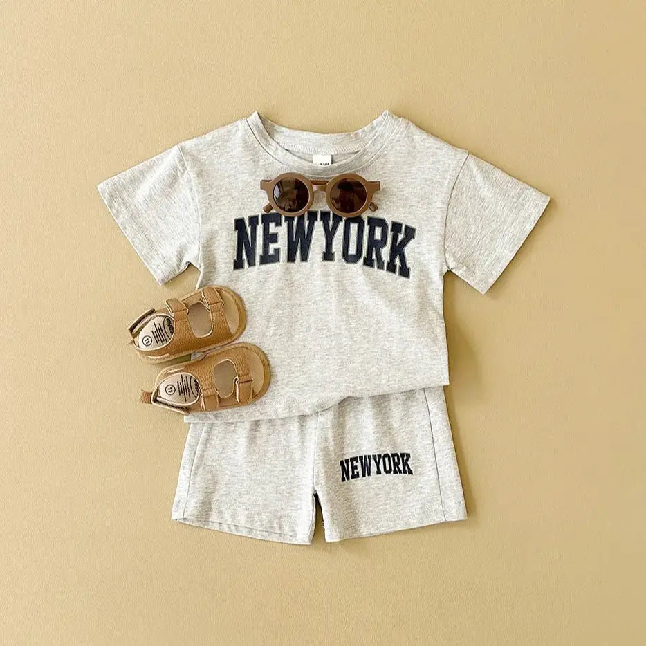 2PCS Newborn Baby Boys Clothes T-shirt+Shorts Set Letter Printed Sports Set Summer New Baby Girl Infant Outfit Set