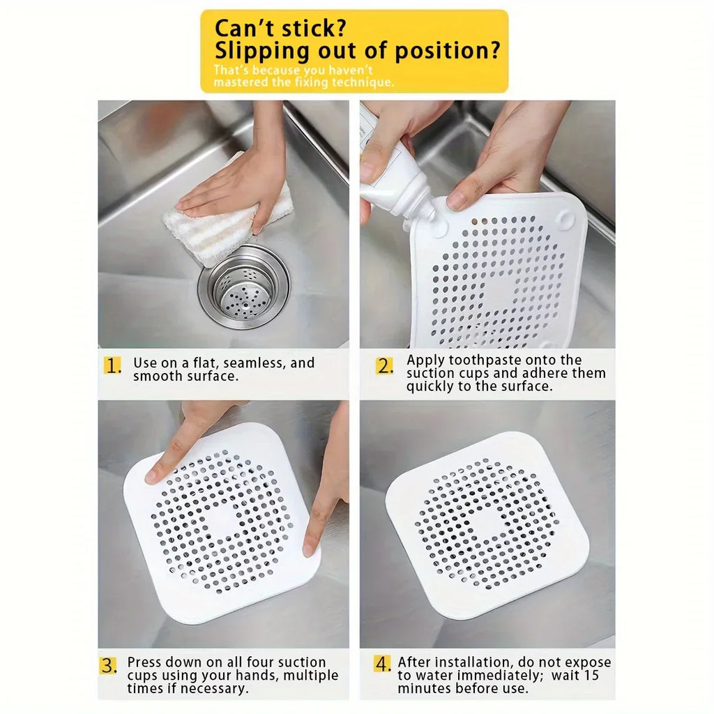 2 Pack Hair Catcher Brush+Strainer Anti-Clog Drain Stopper Shower Plug Anti-Odor Sink Parts Reusable Easy Install