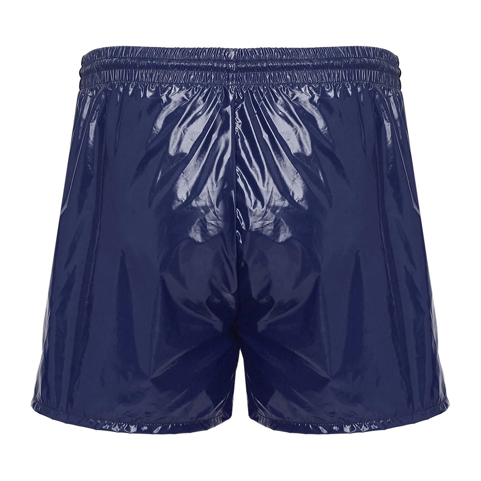 Men's Swimsuit Shiny Boxer Shorts Drawstring Waist Athletic Bottoms Elastic Waistband Built-in Briefs Swimming Trunks Swimwear