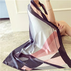 2022 Luxury Brand Women Silk Scarf Designer Plaid Summer Beach Shawls and Foulard Wrap Scarves Female Pure Silk Sjal Hijab New