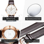 OLEVS 5869 Men's Watches Leather Strap Waterproof Auto Date Man Watch Fashion Simplicity Ultra Thin Quartz Wrist Watch for Men