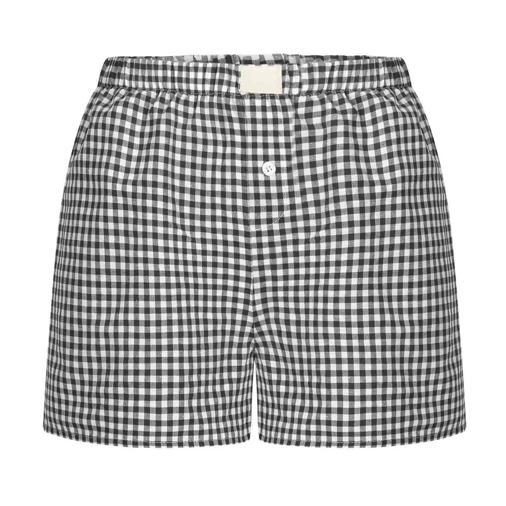 Youthful Summer Women's Casual Plaid Shorts Teenage Girls Elastic Waistband Lace-Up Classic Versatile Fashionable Summer Shorts