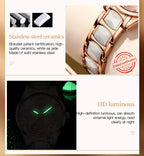 OLEVS 3605 Women's Watches Top Brand Fashion Mechanical Wristwatch Zircon Scale Watch for Ladies Waterproof Chronograph Date