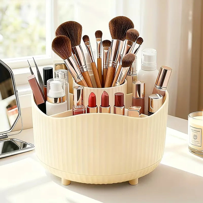 360° Rotating Makeup Organizer Multi-Functional Holder for Brushes, Lipsticks, Skin Care Products, and Stationery - Durable