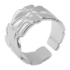 Simple Geometry Fashion Stainless Steel Open Rings For Women Men Accessories Silver Color Heart Sun Round Blank Base DIY Anillos