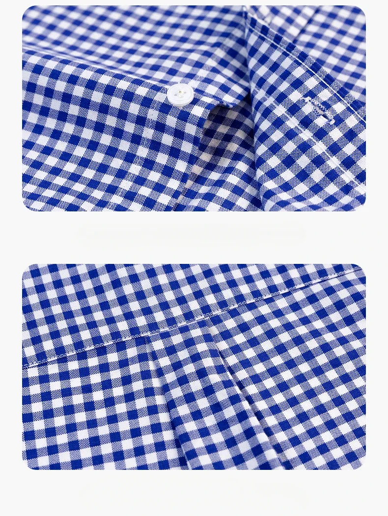 New In Shirt 100%Cotton Fashion Long Sleeve Shirts for Man Slim Fit Formal Plian Shirt Soft Casual Office Designer Plaid Clothes