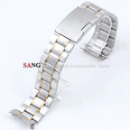 Curved End Watchband Men Women Metal Bracelets 20mm 22mm Stainless Steel Sport Strap Universal Replacement Wristband Accessories