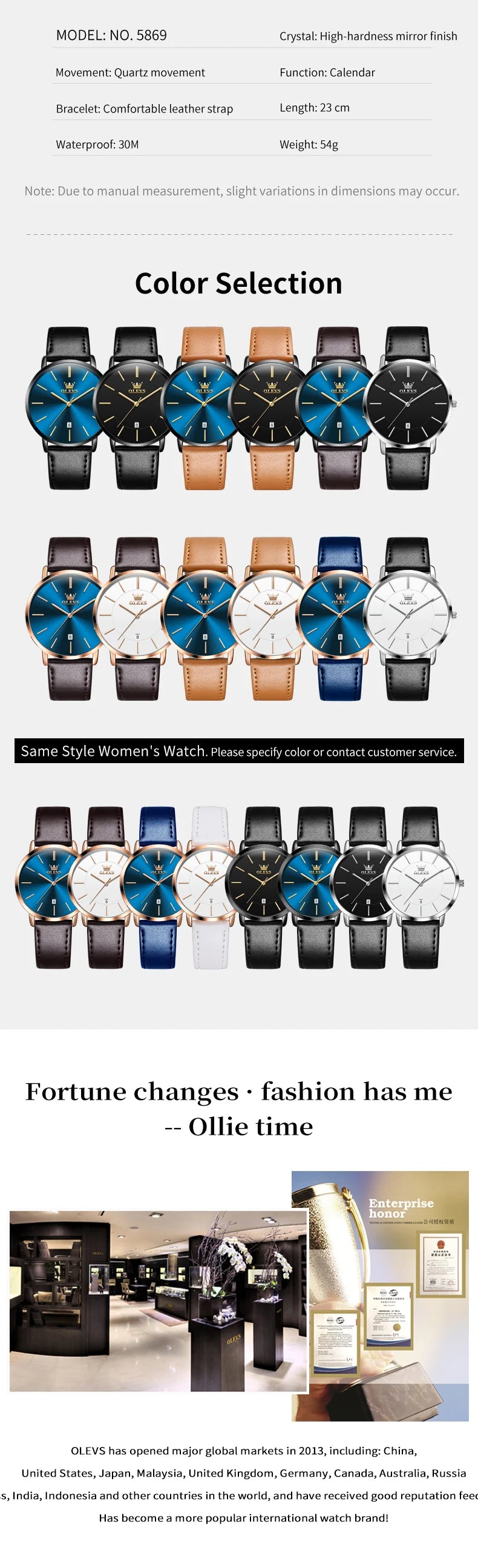 OLEVS 5869 Men's Watches Leather Strap Waterproof Auto Date Man Watch Fashion Simplicity Ultra Thin Quartz Wrist Watch for Men