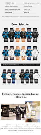 OLEVS 5869 Men's Watches Leather Strap Waterproof Auto Date Man Watch Fashion Simplicity Ultra Thin Quartz Wrist Watch for Men