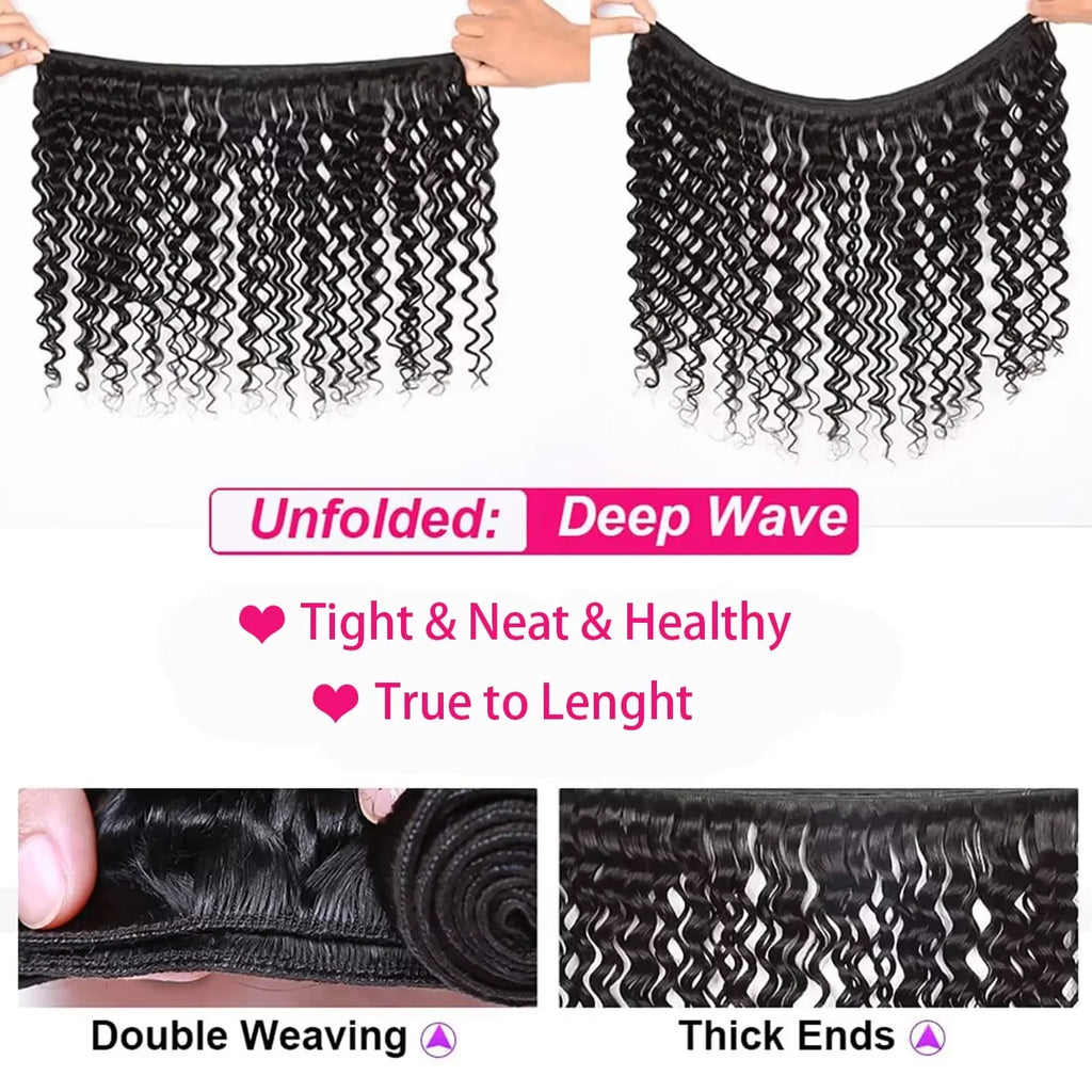 Burmese Curly Bundles with Frontal 100% Human Hair Weave Deep Wave Bundles and Closure Curly Bundles and Frontal For Extension