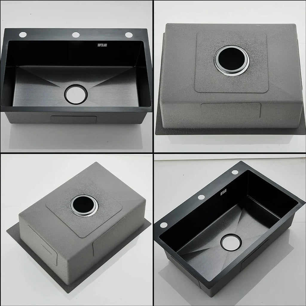 Matte Black 304 Stainless Steel kitchen Sinks Cold And Hot Water Mixer With Soap Dispenser And Cup Washer