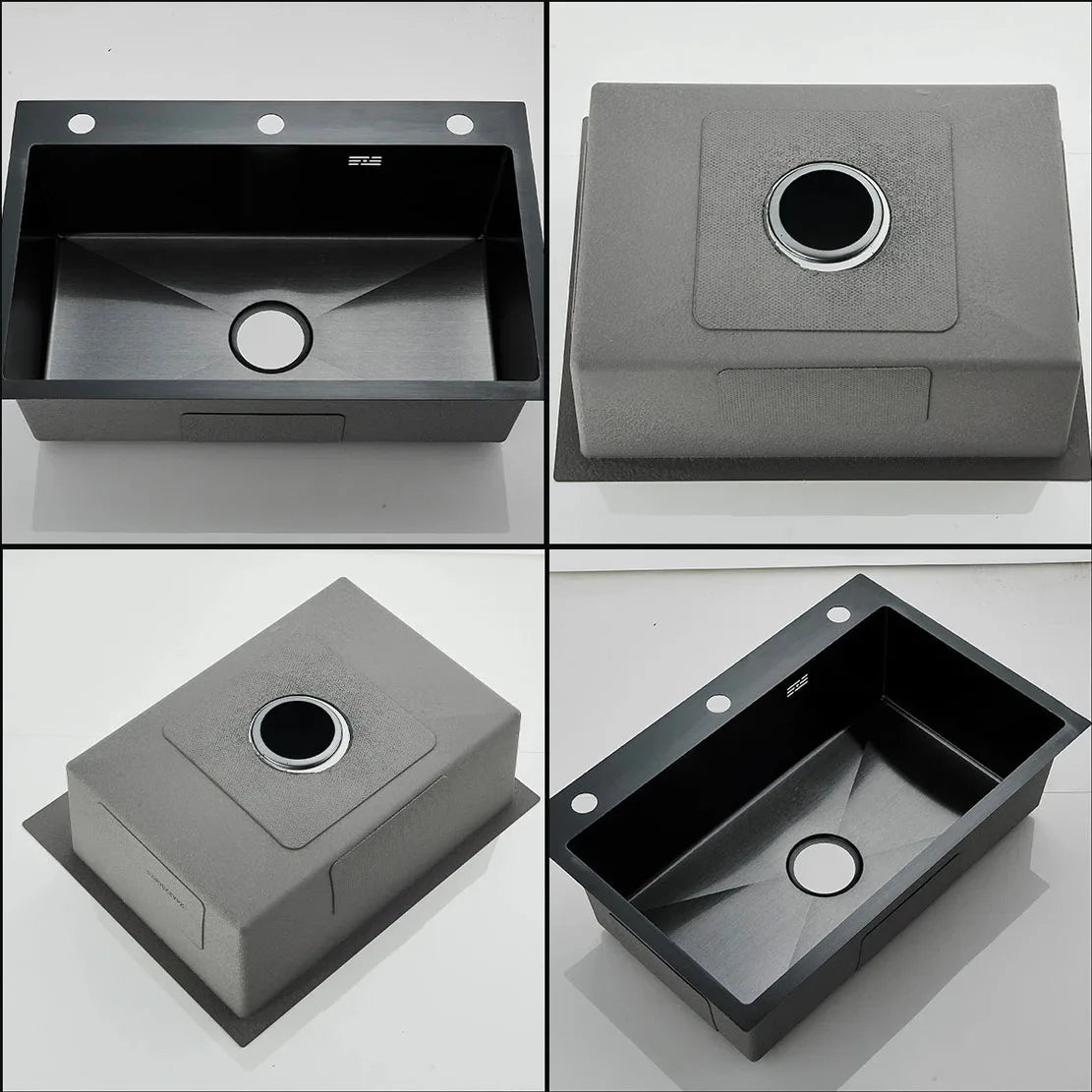 Matte Black 304 Stainless Steel kitchen Sinks Cold And Hot Water Mixer With Soap Dispenser And Cup Washer
