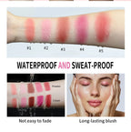 2IN1 Pink Blush Matte Dewy Rosy Blush With Brush Makeup Pan Long Wearing High Pigment Orange Red Cream & Powder Blush Palette