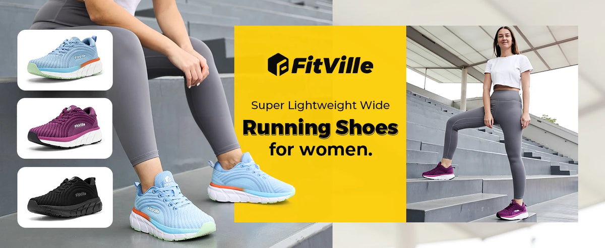 FitVille Wide Toe Box Shoes For Women Breathable Wide Fit Running Shoe Lightweight for Swollen Feet with Cushioned Relief Pain