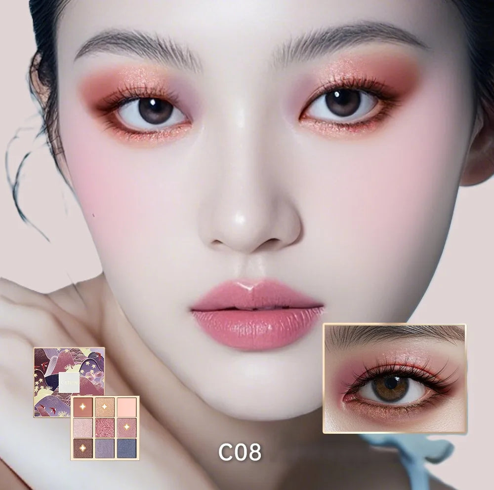 CATKIN Eyeshadow Palette, Matte Shimmer 9 Colors, Highly Pigmented, Creamy Texture, For Halloween Cosplay & Gothic Party Makeup