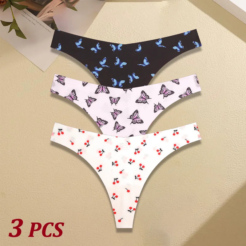 3PCS Ultra-thin Underwear For Women Sexy Graphic Print Seamless Thongs Female Stretch Leopard Intimate Comfort Lingerie S-XL