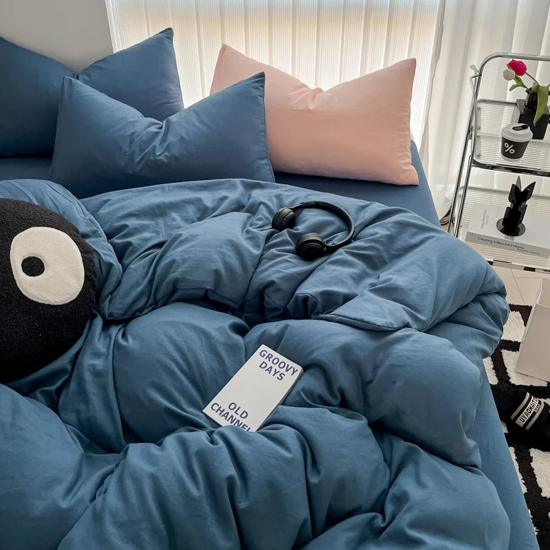 Cozy Bedding Set 3Pcs,1 Duvet Cover with Zipper Closure,2 Pillowcases,Solid Color,Super Soft, Machine Washable, Colorfast