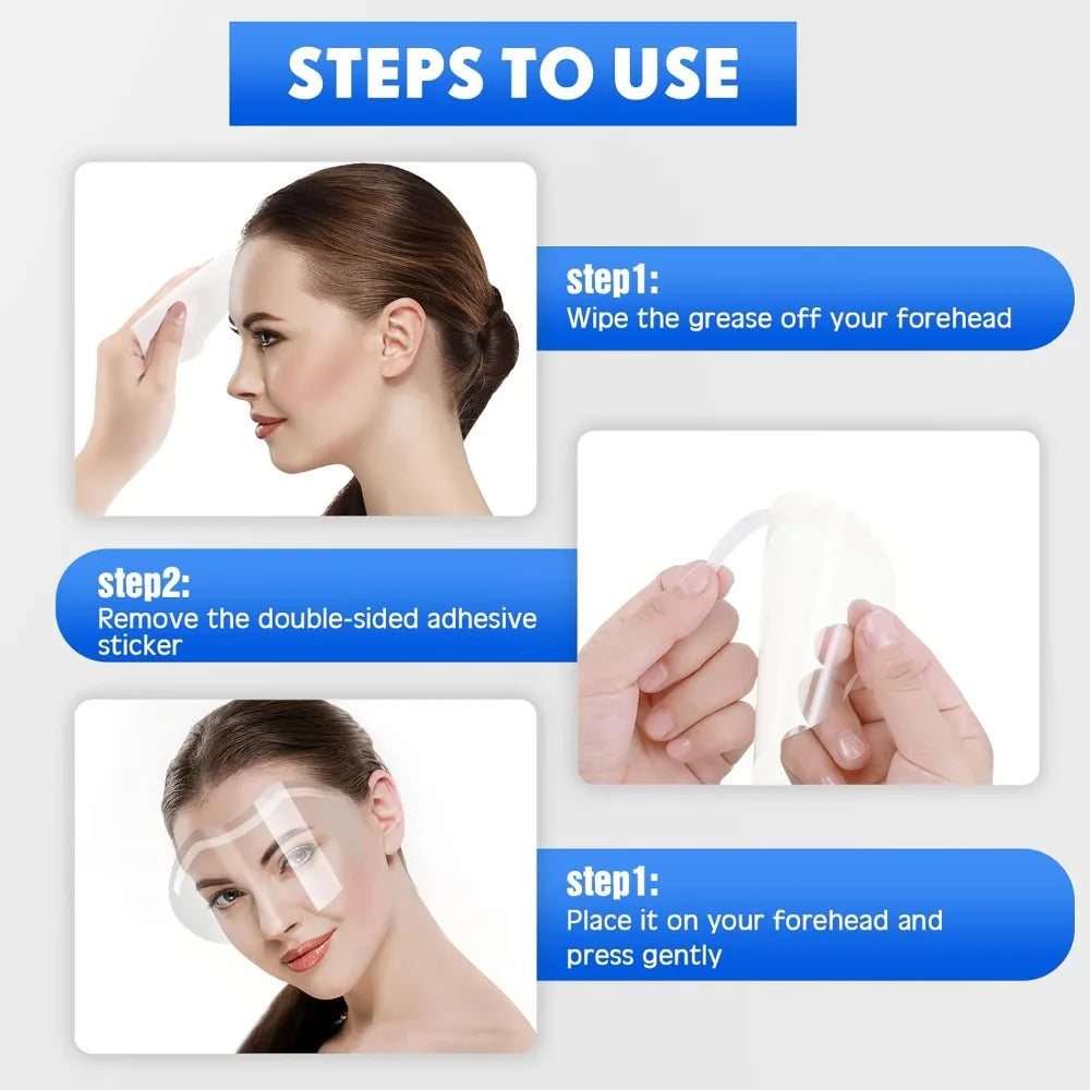 50Pcs Makeup Shower Face Visors Disposable Plastic Shower Visor Clear Face Cover Hairspray Salon Eyelash Extensions Styling Tool